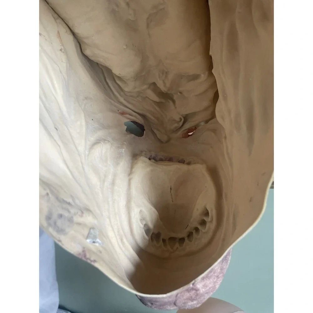 Hand Painted Latex Zombie Mask Exposed Brain Made in Mexico Halloween Horror